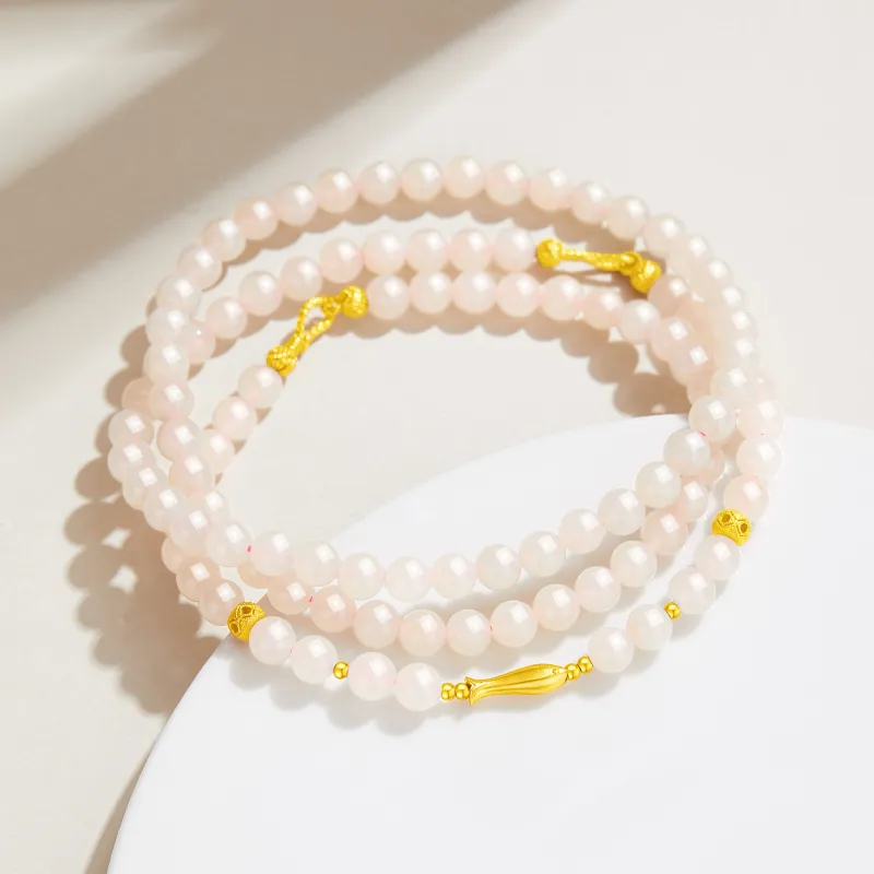 Lao Feng Xiang Hetian Jade Bracelets Dusty Pink Women's-2