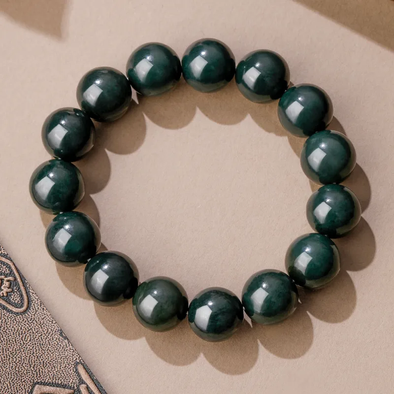 Lao Feng Xiang Hetian Jade Bracelets Black Jade Unisex-2