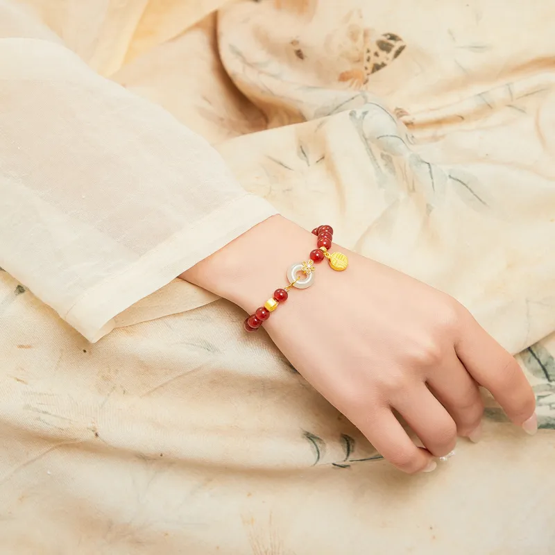 Lao Feng Xiang Hetian Jade Bracelets Green Jade Women's-6