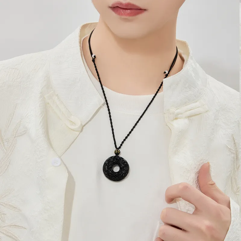 Lao Feng Xiang Chalcedony Jade Necklaces Unisex-4