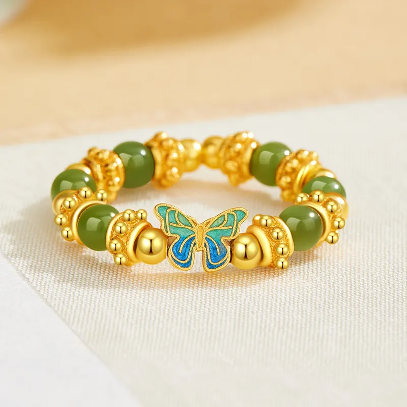 Lao Feng Xiang Hetian Jade Rings Jasper Women's-1