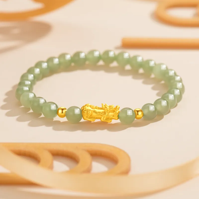 Lao Feng Xiang Hetian Jade Bracelets Pale Greenish White Jade Women's-3