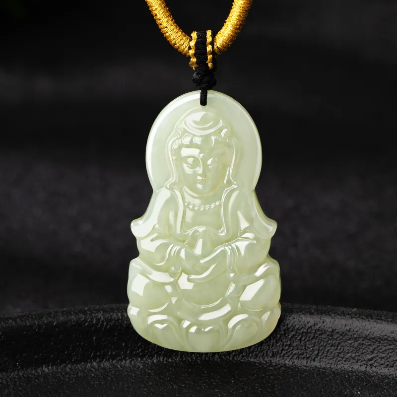 Lao Feng Xiang Hetian Jade Necklaces Green Jade Unisex-2