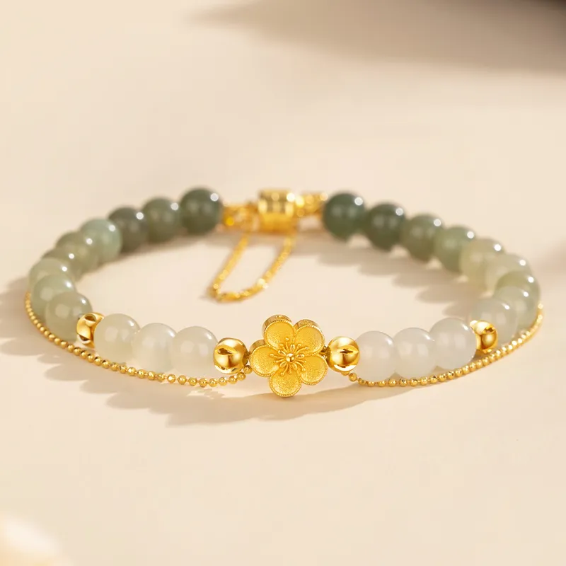 Lao Feng Xiang Hetian Jade Bracelets Green Jade Women's-1