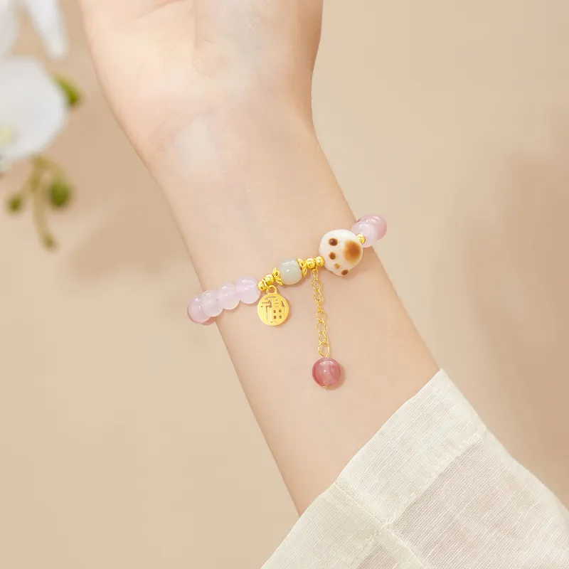 Lao Feng Xiang Hetian Jade Bracelets Lotus Root Powders Women's-2