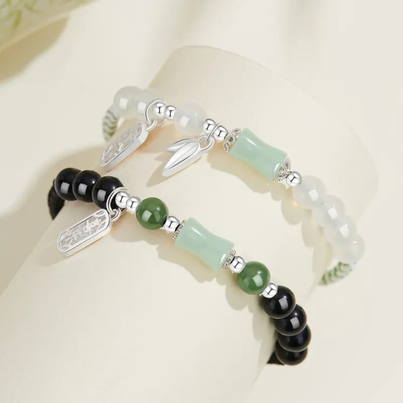 Lao Feng Xiang Hetian Jade Bracelets Green Jade Unisex-11