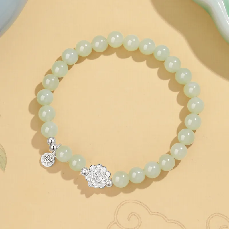 Lao Feng Xiang Hetian Jade Bracelets Green Jade Women's-5
