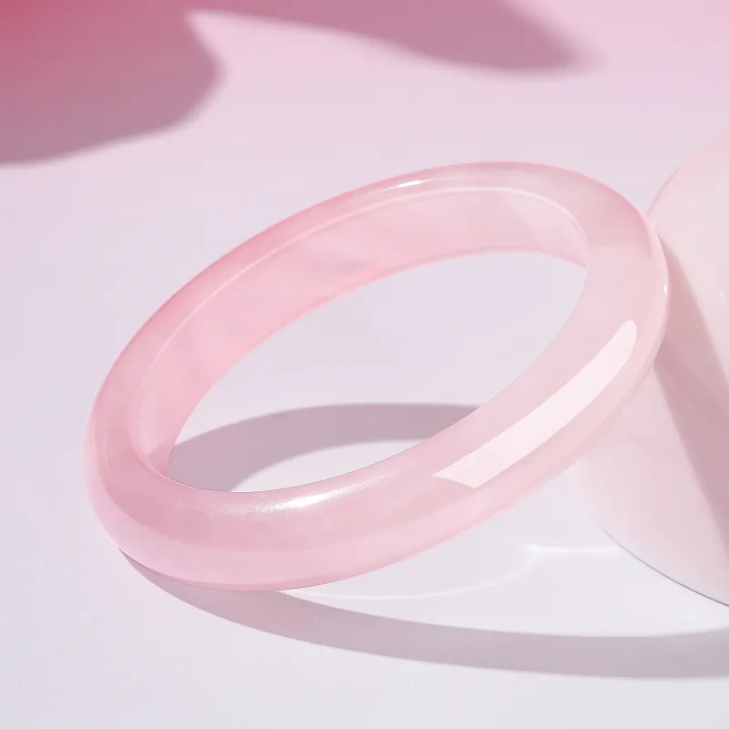 Lao Feng Xiang Natural Pink Crystal Bangles Women's-1