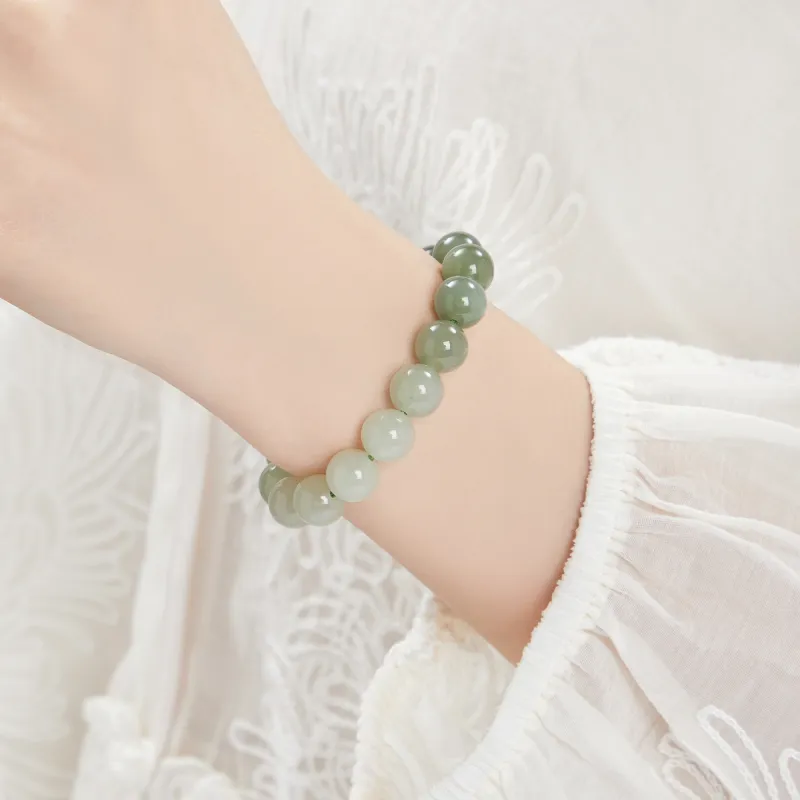 Lao Feng Xiang Hetian Jade Bracelets Green Jade Women's-5