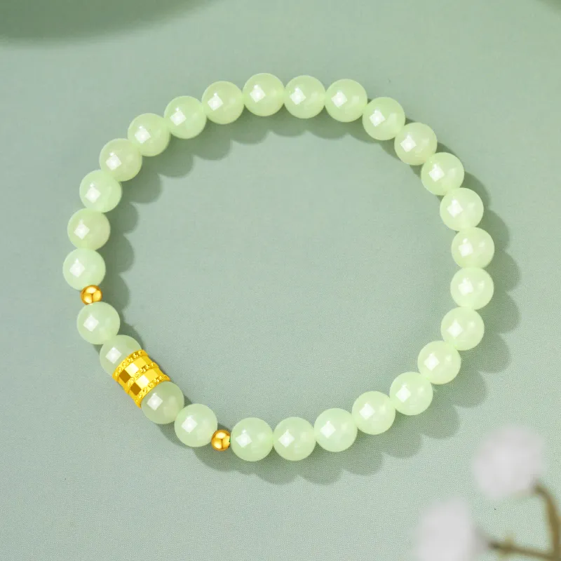 Lao Feng Xiang Hetian Jade Bracelets Green Jade Women's-4