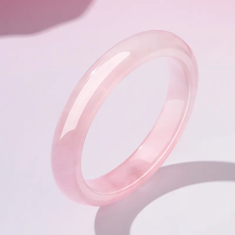 Lao Feng Xiang Natural Pink Crystal Bangles Women's-2