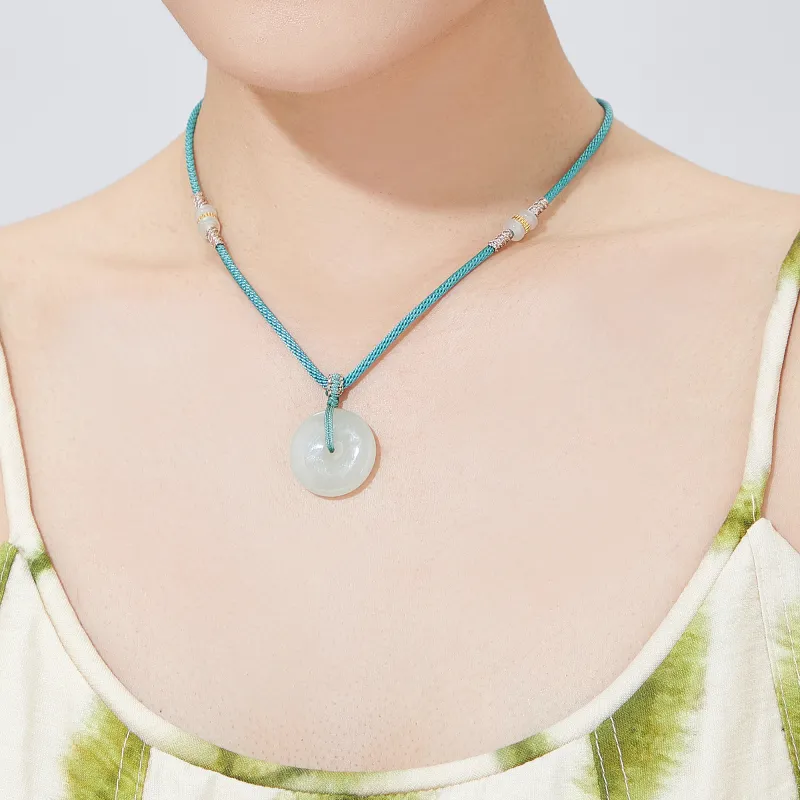 Lao Feng Xiang Hetian Jade Necklaces Green Jade Unisex-2