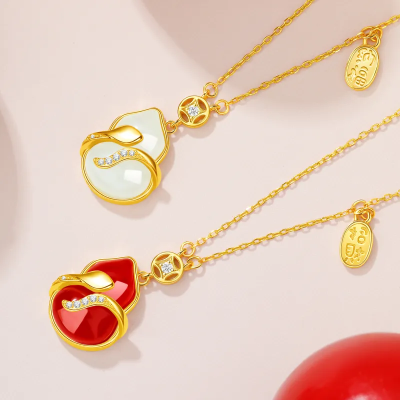 Lao Feng Xiang Agate Necklaces Women's-3