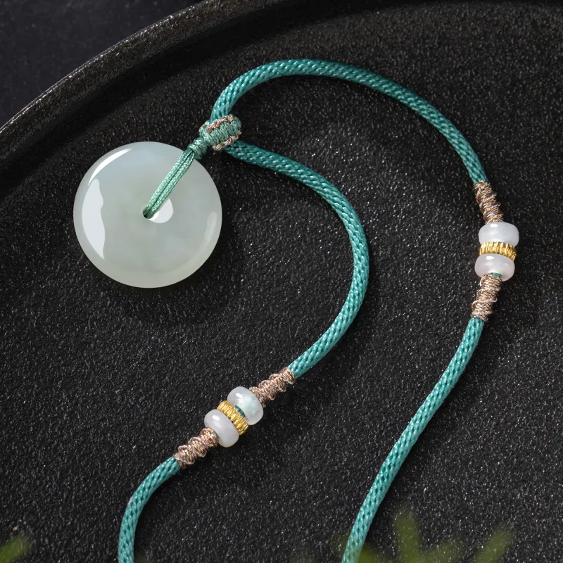 Lao Feng Xiang Hetian Jade Necklaces Green Jade Unisex-5