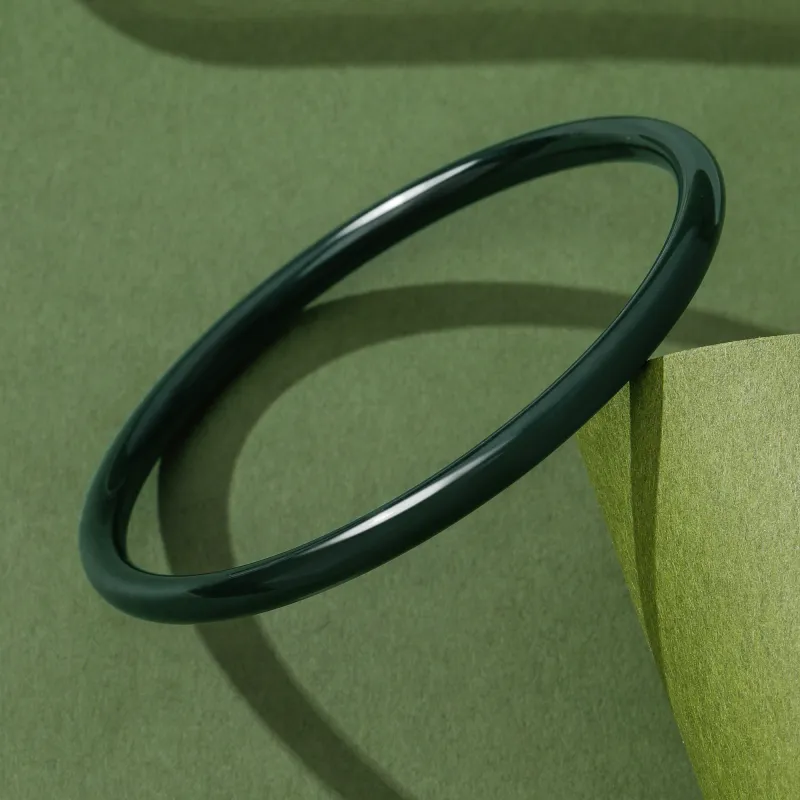Lao Feng Xiang Hetian Jade Bangles Black Jade Women's-2