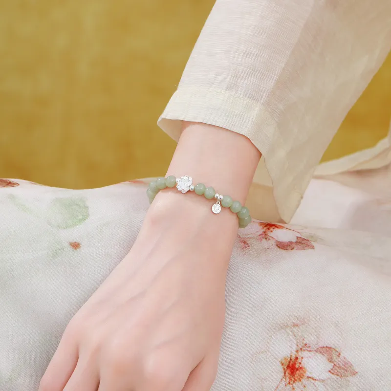 Lao Feng Xiang Hetian Jade Bracelets Green Jade Women's-4
