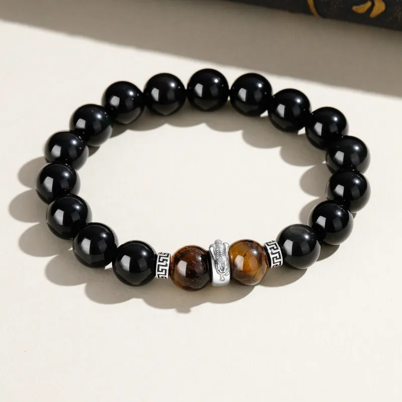 Lao Feng Xiang Natural Obsidian Bracelets Men's-2