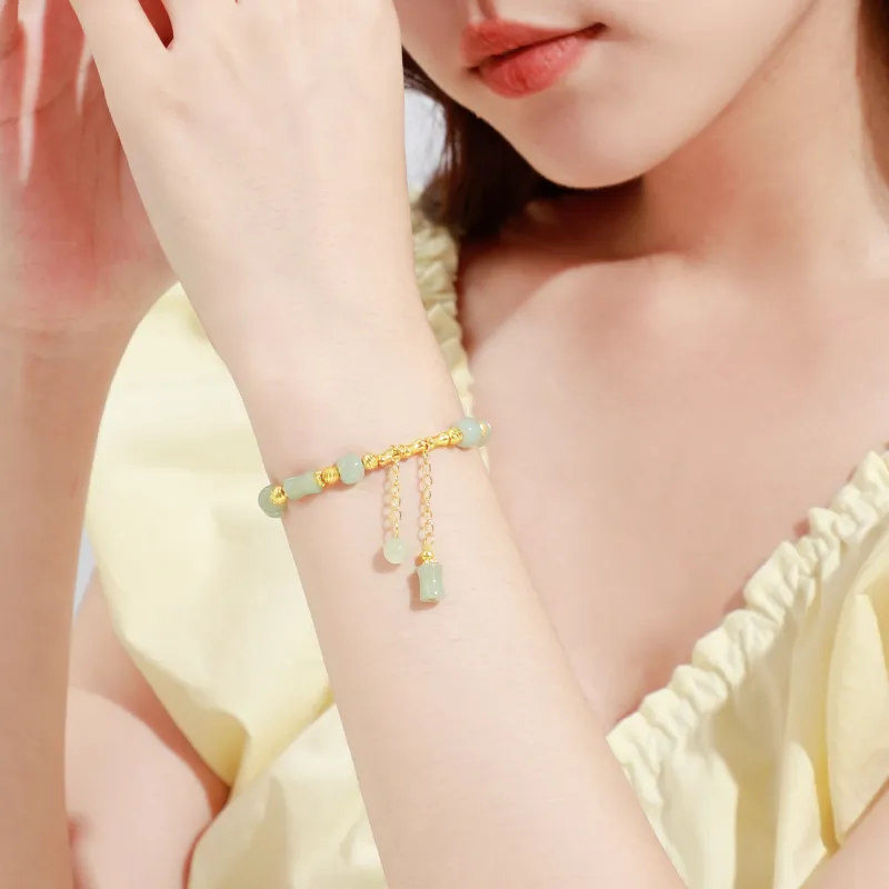 Lao Feng Xiang Bracelets Pale Greenish White Jade Women's-2