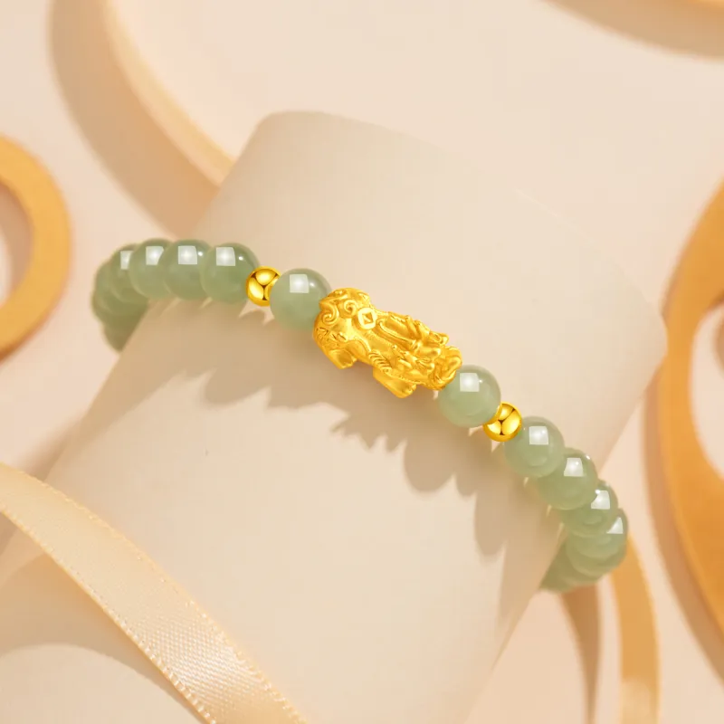 Lao Feng Xiang Hetian Jade Bracelets Pale Greenish White Jade Women's-1