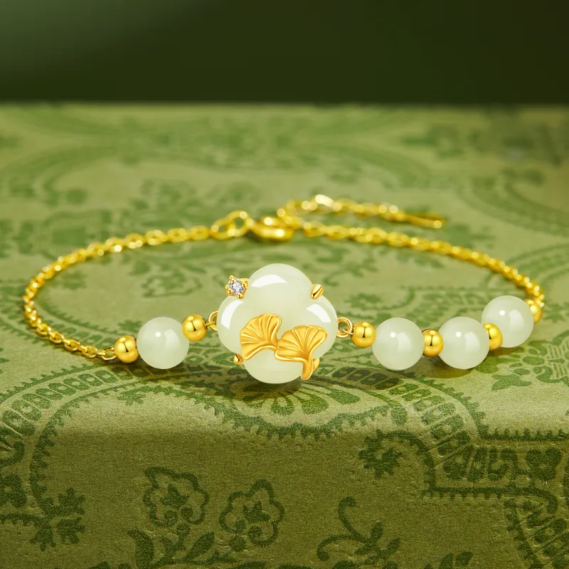 Lao Feng Xiang Bracelets Pale Greenish White Jade Women's-1