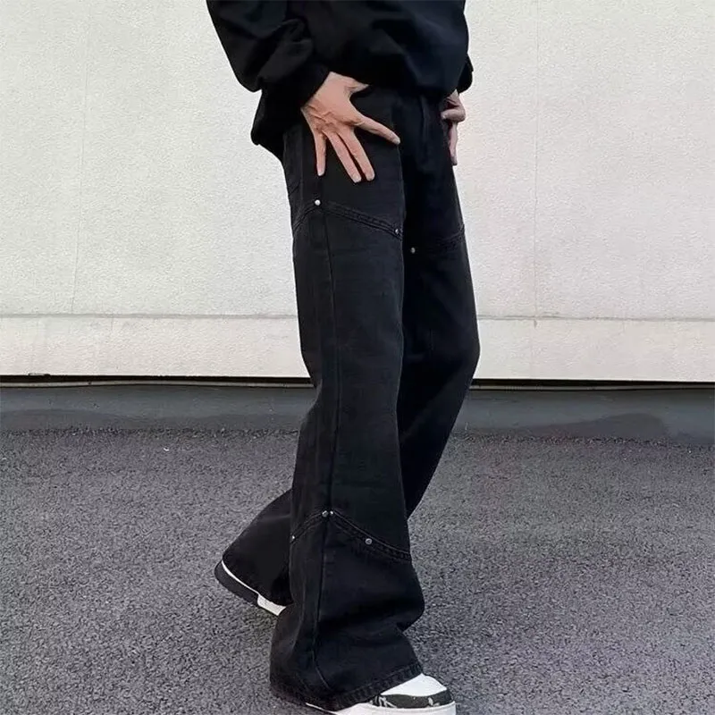 PAINT STAIN Jeans Unisex Black Gray-3