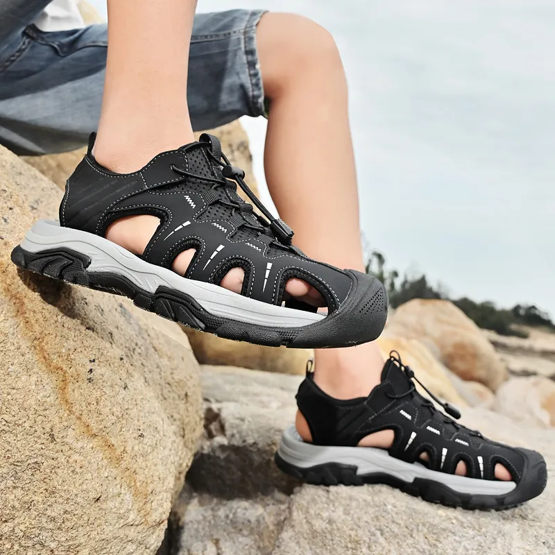 TOMAY River Trekking Shoes Men Black, Floral Green, Ecru-4