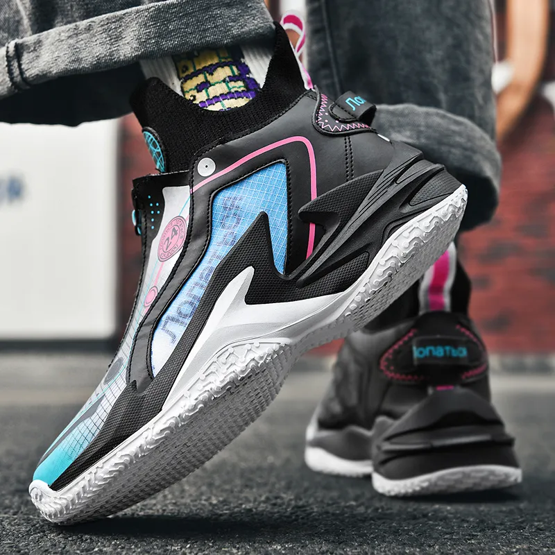 TOMAY Anti Slip And Wear Resistant Rebound Mid Top Basketball Shoes Men's-5