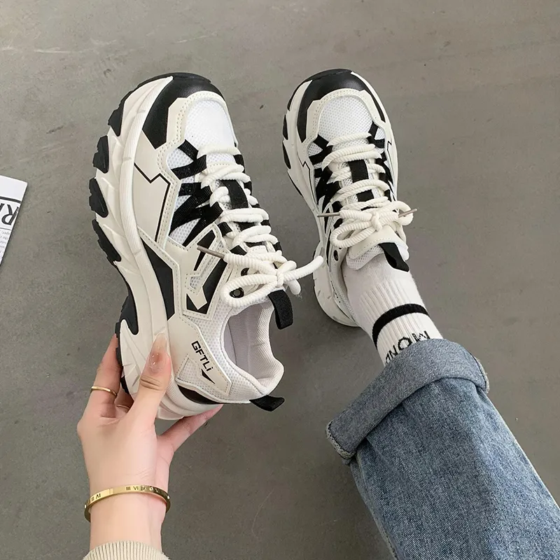 TOMAY Cushioning Breathable Height Increasing Low Top Chunky Sneakers Women's-6