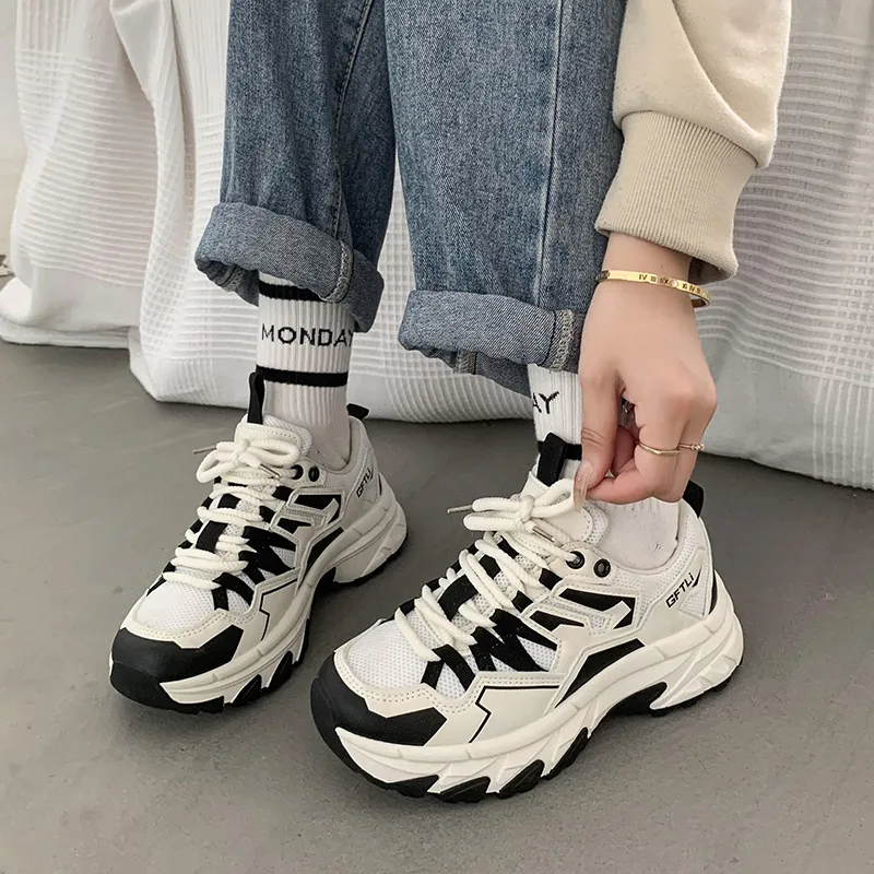 TOMAY Cushioning Breathable Height Increasing Low Top Chunky Sneakers Women's-7