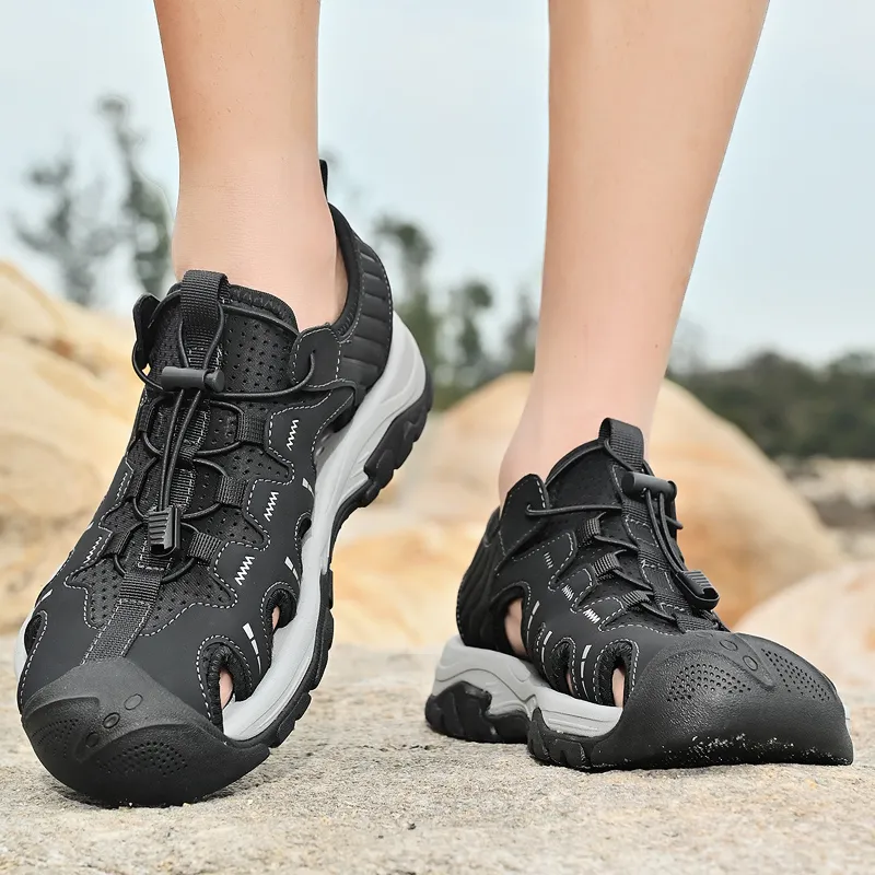TOMAY River Trekking Shoes Men Black, Floral Green, Ecru-2