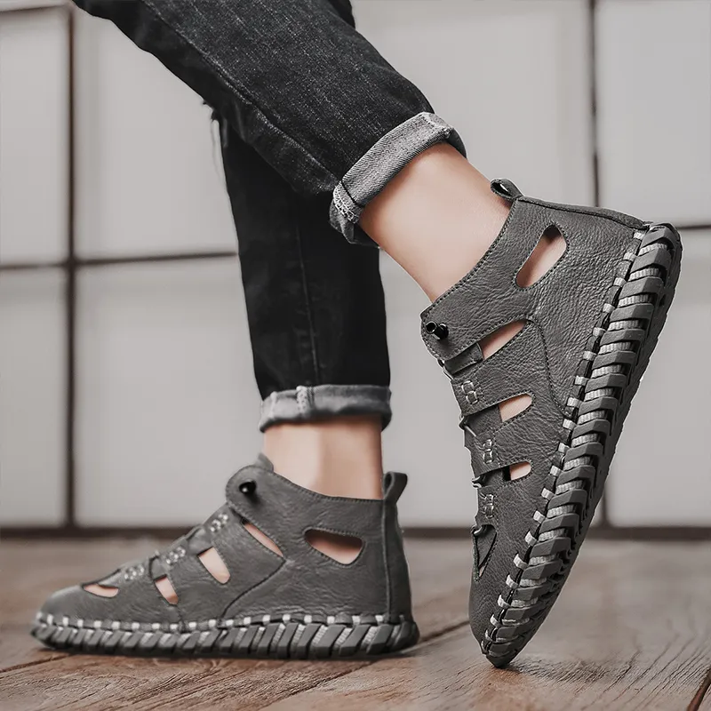 TOMAY Beach Sandals Men Black/Gray/Sand-8