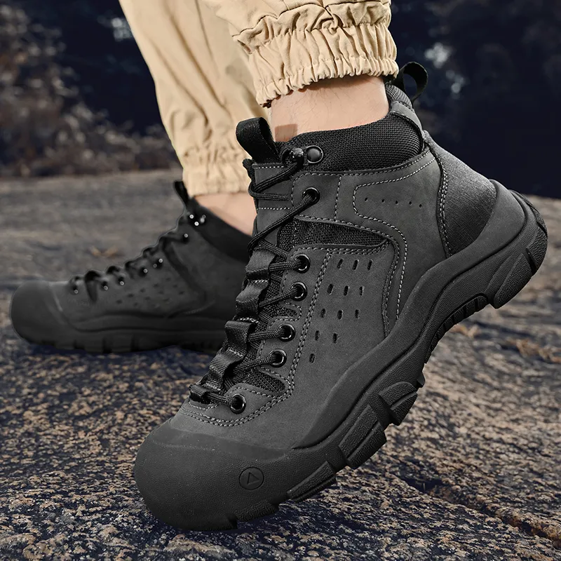 TOMAY Non slip Wear resistant Shock Absorption Short Outdoor Boots Men's-4