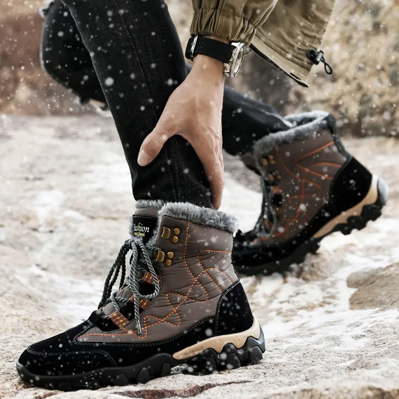 TOMAY Warm Wear-Resistant Slip-Resistant Coverage Snow Boots Unisex-15