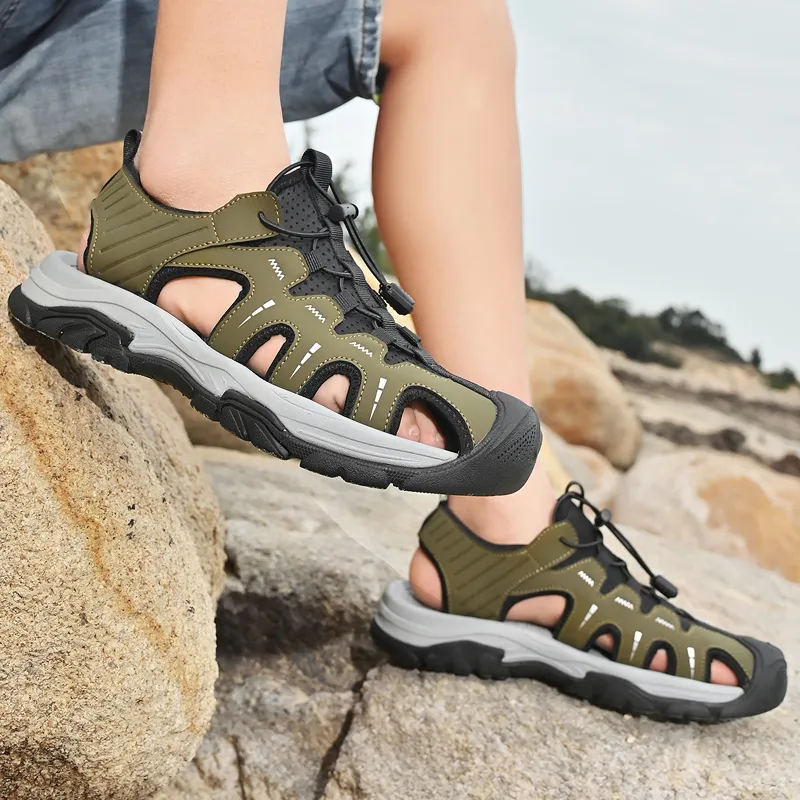 TOMAY River Trekking Shoes Men Black, Floral Green, Ecru-11