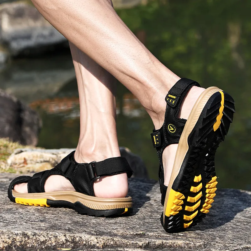 TOMAY Beach Sandals Men Black/Brown-2