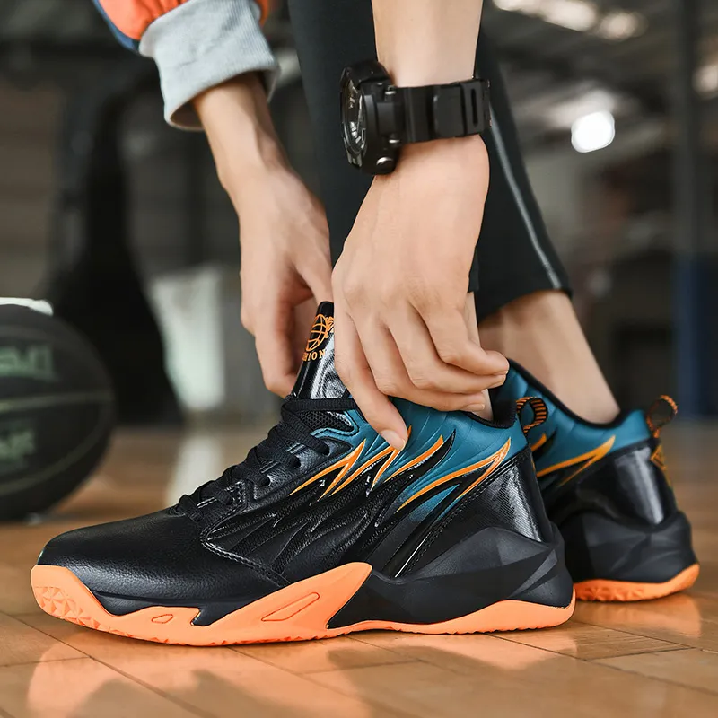 TOMAY Anti-Slip Wear-Resistant Mid-Top Basketball Shoes Men's-5