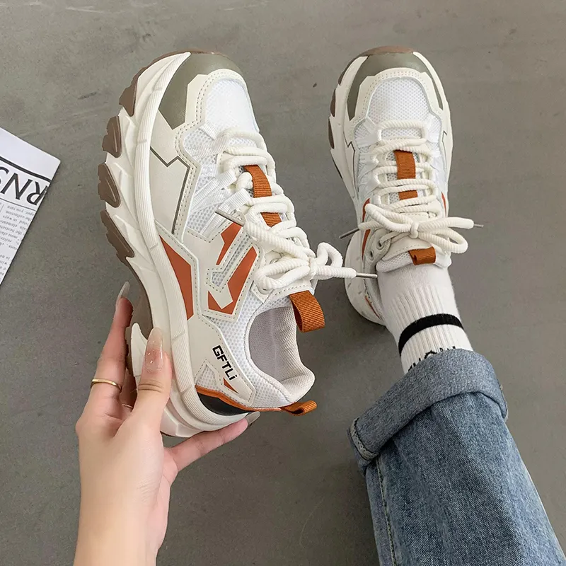 TOMAY Cushioning Breathable Height Increasing Low Top Chunky Sneakers Women's-1