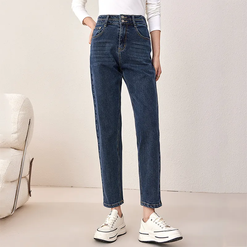 OUNIXUE Jeans Women's Dark Blue-2