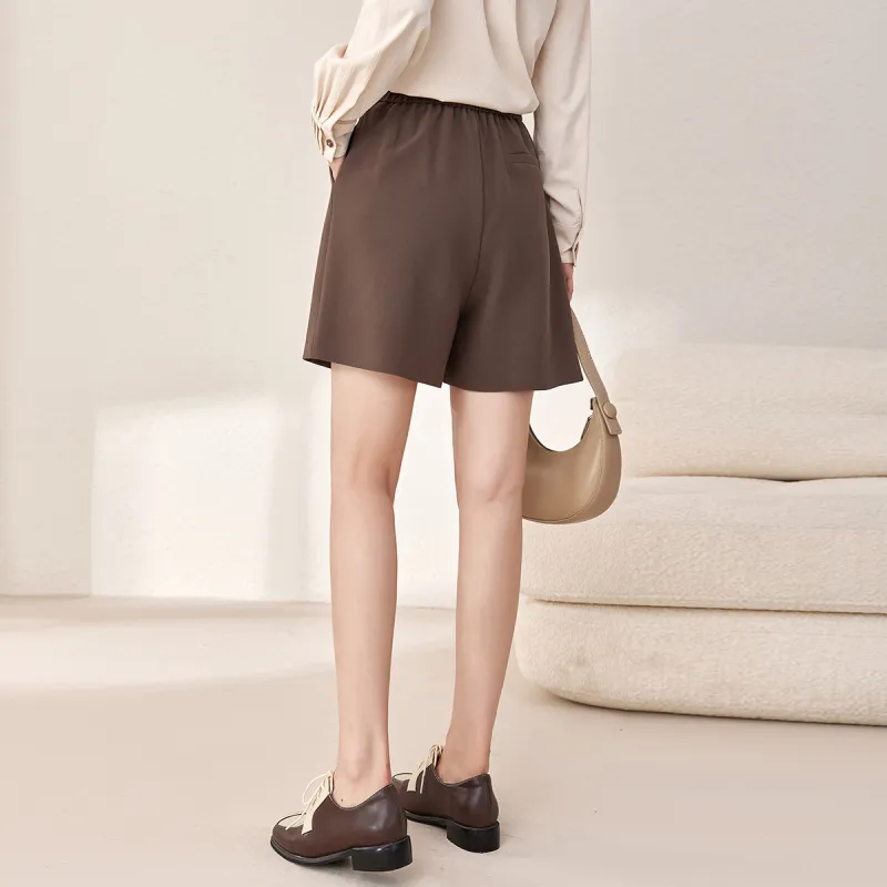 OUNIXUE Casual Shorts Women's Coffee-2