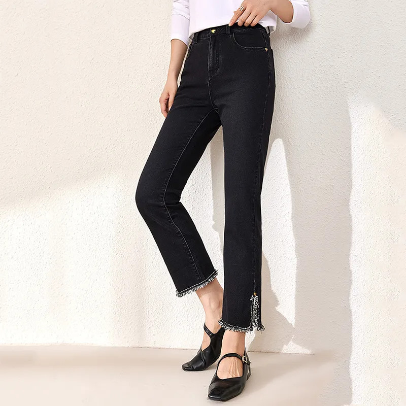 OUNIXUE Jeans Women's Black-4