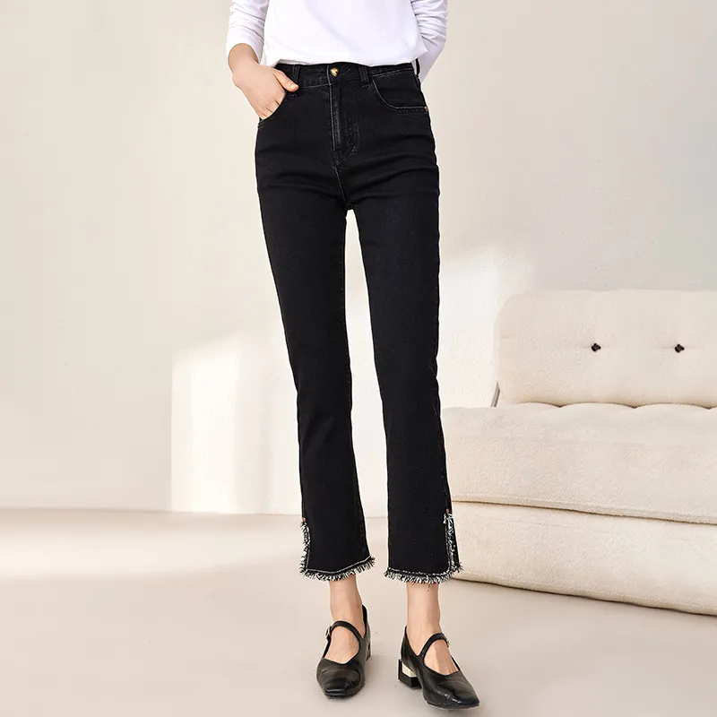 OUNIXUE Jeans Women's Black-3