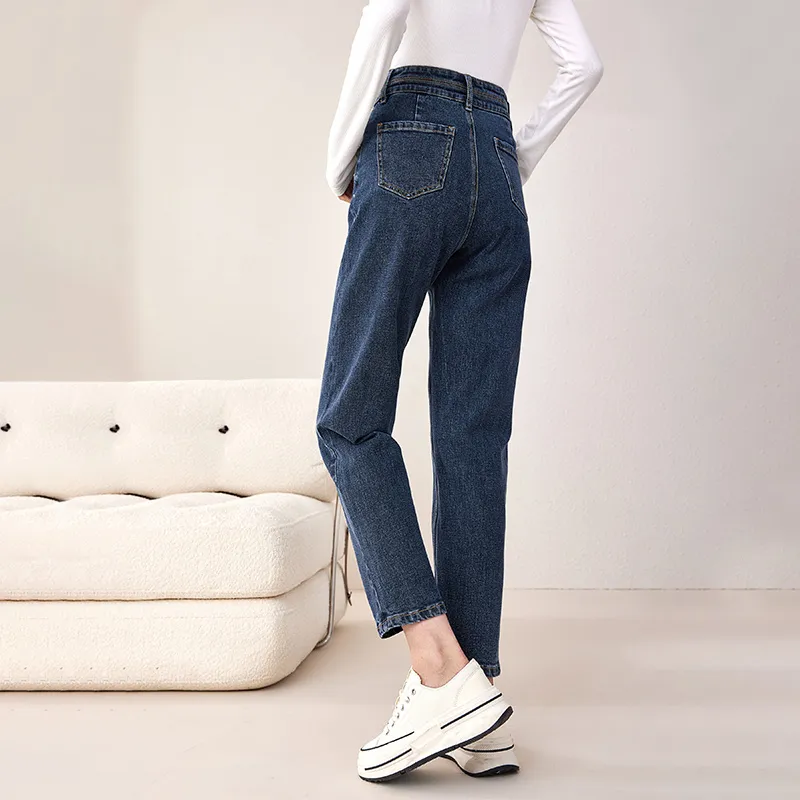 OUNIXUE Jeans Women's Dark Blue-3