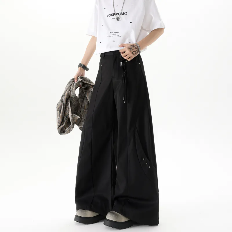 SXSY Casual Pants Unisex Black[Waist Accessories Included]-7