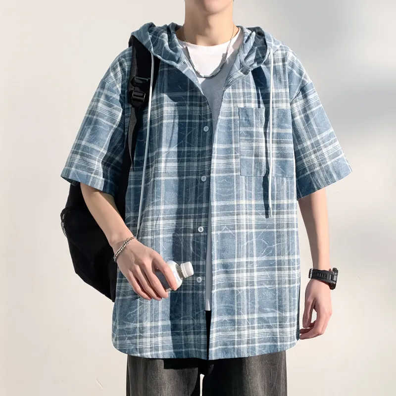 SXSY T Shirts Unisex Blue Plaid-3