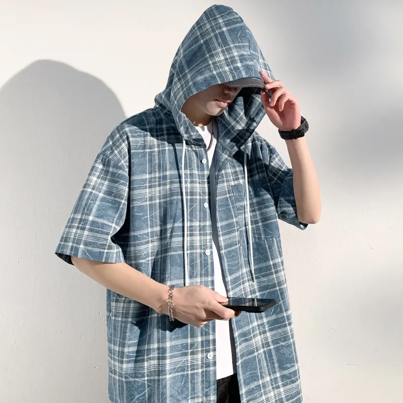 SXSY T Shirts Unisex Blue Plaid-7