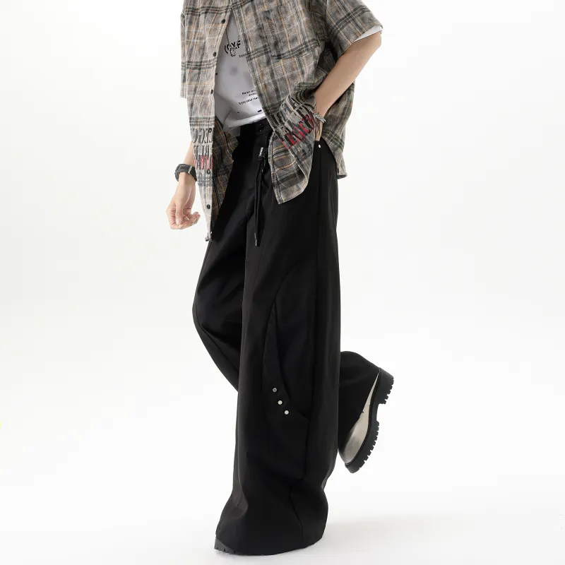 SXSY Casual Pants Unisex Black[Waist Accessories Included]-5