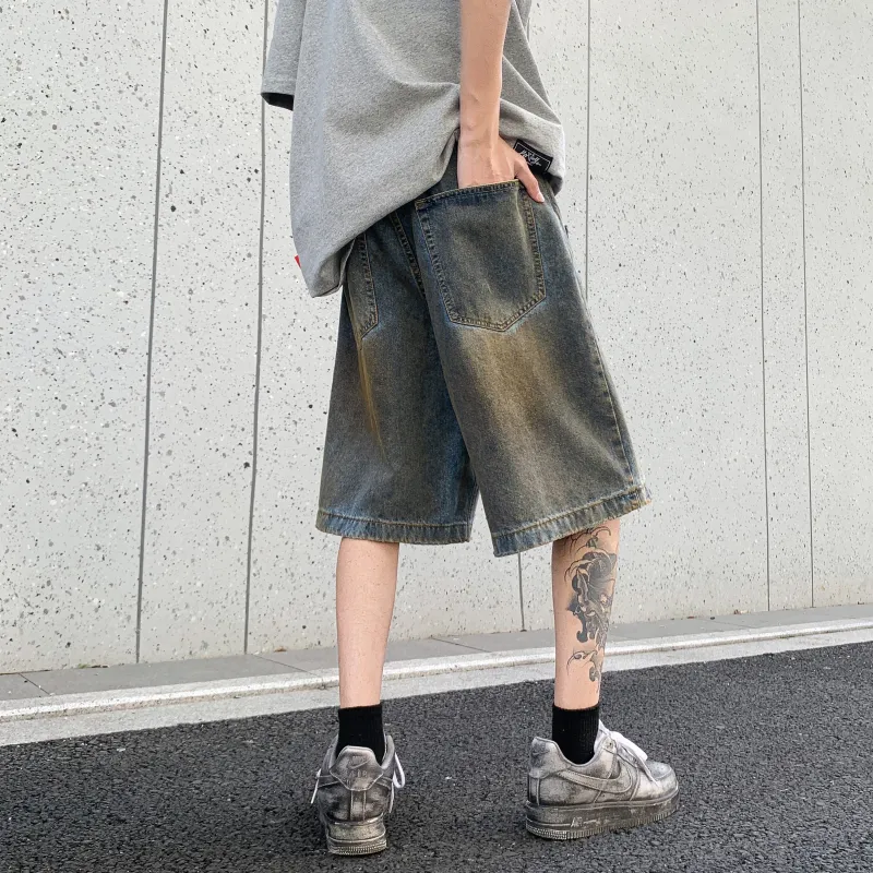 SXSY Denim Shorts Unisex Vintage Blue-2