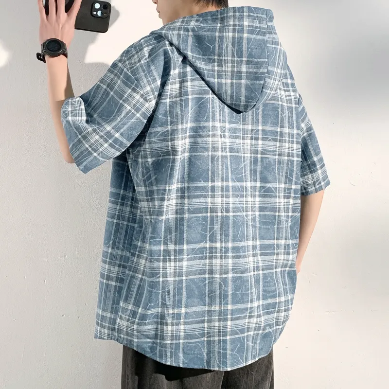 SXSY T Shirts Unisex Blue Plaid-5