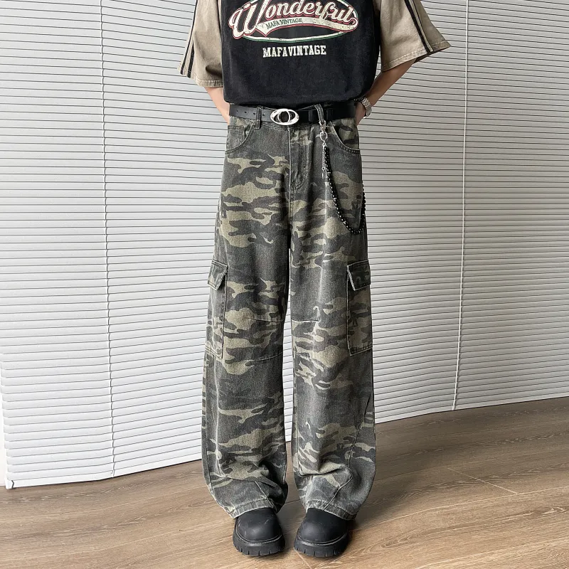 SXSY Cargo Pants Unisex Green Camouflage-1