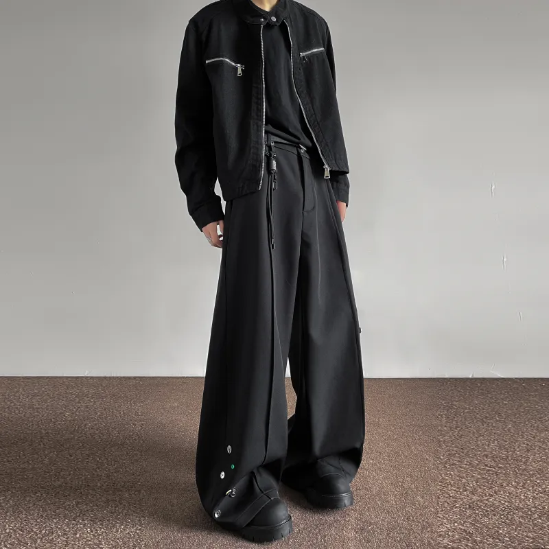 SXSY Casual Pants Unisex Black[Waist Accessories Included]-2